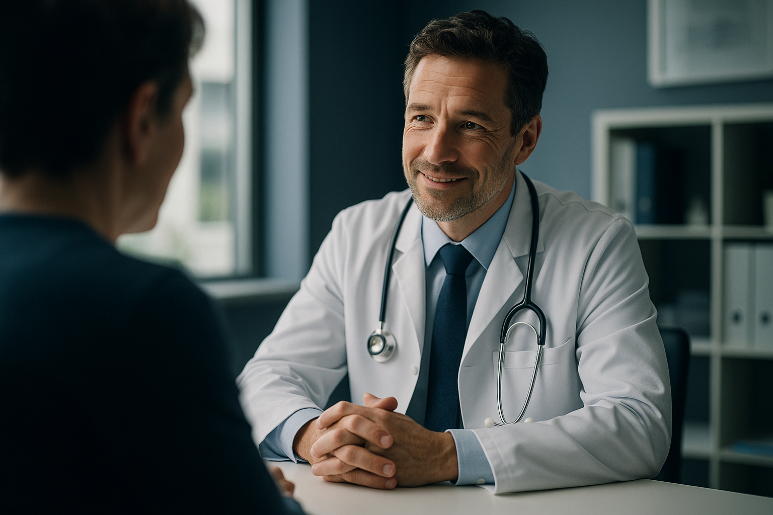 Doctor de salud conversando con paciente